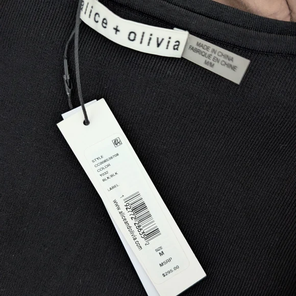 Alice + Olivia Black Top with Sheer Sleeves - Picture 2 of 2